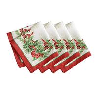 Elrene Home Fashions Holly Traditions - Tovaglioli con bordo in tessuto, 43 x 43 cm, set da 4 pezzi, multicolore