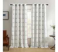 Elrene Home Fashions Kaiden Geometrico Tenda Oscurante per Finestra, in Lino, con Occhielli, Colore: Blu Chiaro, 52 in x 95 in (W x L) (1 Panel)