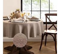 Elrene Home Fashions Laurel - Tovaglia rotonda resistente all'acqua e alle macchie, 178 cm, colore: Tortora