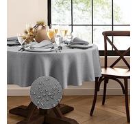 Elrene Home Fashions Laurel - Tovaglia rotonda resistente all'acqua e alle macchie, 178 cm, colore: grigio