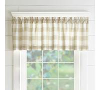 Elrene Home Fashions - Mantovana da cucina con finestra a quadri, 152,4 x 38,1 cm, colore: marrone chiaro/bianco