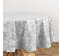 Elrene Home Fashions Mesa Tovaglia in vinile resistente all'acqua e alle macchie, con retro in flanella, rotonda, 178 cm, grigio/bianco