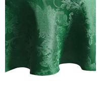 Elrene Home Fashions Poinsettia Elegance Tovaglia da pranzo in jacquard per Natale/festività, resistente alle pieghe, rotonda, 228 x 228 cm, verde