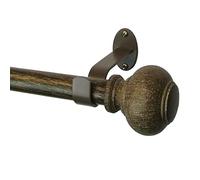 Elrene Home Fashions Rhinebeck - Bastone per tende singolo in finto legno, 2,5 cm, regolabile, 121,9-218,4 cm, noce anticato