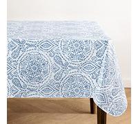 Elrene Home Fashions Savannah Boho Paisley - Tovaglia in vinile resistente all'acqua e alle macchie, con retro in flanella, 132 x 132 cm, colore: blu
