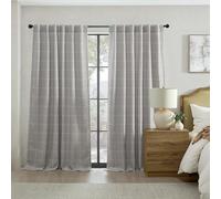 Elrene Home Fashions Sawyer Windowpane Plaid Blackout Window Curtain Panel with Rod Pocket/Back Tabs for Living Room/Bedroom/Office, 52"x95", Gray