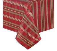 Elrene Home Fashions Shimmering Plaid Holiday Fabric Tablecloth, 60" x 144", Red