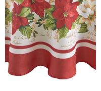 Elrene Home Fashions Stella di Natale rossa e bianca tessuto natalizio, multicolore, 152,4 x 213,4 cm ovale (tovaglia)
