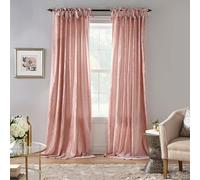 Elrene Home Fashions, Tenda Korena a pannello, in velluto riccio, con laccetti, stile rustico-chic, per soggiorno o camera da letto, 132,1 x 213,4 cm, rosa cipria, 1 pannello