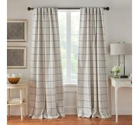 Elrene Home Fashions - Tenda oscurante per finestra, a quadri, per soggiorno, camera da letto, sala da pranzo, lino, indaco, 132 x 241 cm (larghezza x lunghezza), confezione da 1