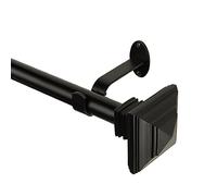 Elrene Home Fashions Tenda singola da 2,5 cm, con finiture quadrate impilate, in metallo, colore nero antico, asta regolabile da 122 a 218 cm