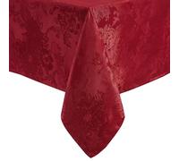 Elrene Home Fashions - Tovaglia da pranzo in jacquard con motivo stella di Natale, impermeabile, antimacchia, rettangolare, 132 x 178 cm, colore: rosso