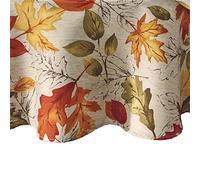 Elrene Home Fashions, tovaglia in tessuto stampato con foglie autunnali, per autunno e raccolto, 177,8 cm, rotonda, multicolore