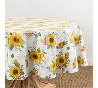 Elrene Home Fashions Tovaglia in vinile vintage floreale resistente all'acqua e alle macchie con retro in flanella, 177 x 199 cm, rotonda