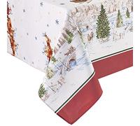 Elrene Home Fashions - Tovaglia natalizia con Babbo Natale e slitta, resistente alle pieghe, 152 x 213 cm, rettangolare