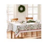 Elrene Home Fashions - Tovaglia natalizia con bordi e bacche, 152,4 x 365,8 cm, oblunga