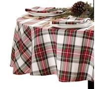 Elrene Home Fashions - Tovaglia natalizia in cotone a quadri, 177,8 cm, rotonda