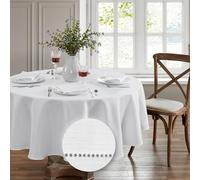 Elrene Home Fashions - Tovaglia rotonda in tessuto antipiega con bordo con occhielli, 177,8 x 177,8 cm, colore: Bianco