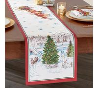 Elrene Santa's Snowy Sleighride - Runner da tavola in tessuto, poliestere, multicolore, 177,8 x 33 cm (set da 1)