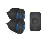 ELRO DB2000 Set di campanelli senza fili - con 2 ricevitori plug-in compatti - Portata 200 metri - Impermeabile IP65-64 melodie - Nero