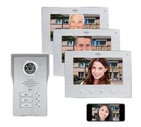 ELRO DV477IP3 Videocitofono IP WiFi-3 Famiglie-Schermo 3X 7 Pollici-Color Night Visione dal Vivo e Comunicazione Tramite App, Alluminio Spazzolato, 3 Appartamenti
