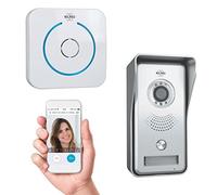 Elro DVC040IP Campanello IP-Telecamera con Visione Notturna-con Gong della Porta-Comunicazione con Video in Diretta Via App, Grigio/Blanco