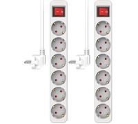ELRO ES106 Ciabatta con 6 prese e interruttore e cavo da 1,5 m - Protezione bambini - Spina Schuko - max. 3680 W - Certificato TÜV - Bianco (Confezione da 2)