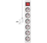 ELRO ES106 Ciabatta con 6 prese e interruttore e cavo da 1,5 m - Protezione bambini - Spina Schuko - max. 3680 W - Certificato TÜV - Bianco