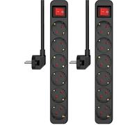 ELRO ES106 - Ciabatta elettrica a 6 prese con interruttore e cavo da 1,5 m, sicurezza bambini, spina Schuko, max. 3680 W, certificazione TÜV, colore: Nero (Confezione da 2)