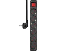 ELRO ES106S-B - Ciabatta elettrica a 6 prese con interruttore e cavo da 1,5 m, sicurezza bambini, spina Schuko, max. 3680 W, certificazione TÜV, colore: Nero