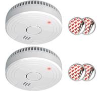 ELRO FS180521M FS1805 rivelatore di fumo a 2 componenti con kit adesivo magnetico-5 anni di batteria e garanzia/DIN EN14604-Bianco-2, 9 V, Bianco, #1 nero, Set di 2 Pezzi