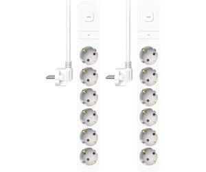 ELRO Set di 2 ciabatta elettrica ES706 a 6 prese con protezione da sovratensione, cavo e interruttore da 1,5 m, sicurezza per bambini, spina Schuko, max. 3680 W, testato TÜV