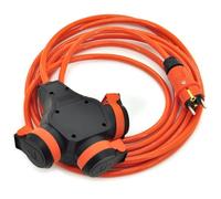 ELS Elektrotechnika Cavo di prolunga in gomma da 3 m, con 3 prese Schuko IP54, 16A, 230 V, H07BQ-F, 3G2,5 mm2, con spesso isolamento in gomma EPR per giardino, fabbrica, esterno, arancione, forte e