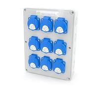 ELS Elektrotechnika Distributore di corrente da costruzione, 9 x 230 V, prese Schuko IP54, distributore a parete, pronto per il collegamento, per interni ed esterni, officine, fabbriche