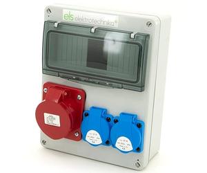 ELS Elektrotechnika Distributore di corrente di costruzione, splitter a parete vuoto, alloggiamento vuoto, presa 2 x 230 V, 1 x CEE16 A, per interni ed esterni, per apparecchiature modulari, con filo