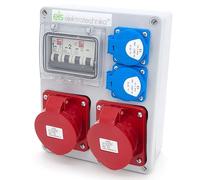 ELS Elektrotechnika distributore di potenza distributore di potenza da cantiere distributore a parete prese Schuko 2x230V + LS B16 e 2xCEE 32A+ LS B32 cablate, per interni/esterni, officine, fabbriche