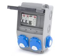 ELS Elektrotechnika distributore edile distributore da parete distributore Schuko 4x230V + 2x LS C16 + interruttore differenziale FI 40/2/0.03A IP54 pronto per il collegamento per uso interno/esterno