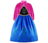 ELSA & ANNA Abito da Principessa per Bambina - Costume da Bambina congelata - Abito da Principessa per Bambina per Feste, Compleanni, Travestimenti e Halloween - Abito da Principessa - età 5-6