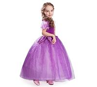 ELSA & ANNA Abito da principessa per bambina - Costume da bambina congelata - Abito da principessa per bambina per feste, compleanni, travestimenti e Halloween - Abito da principessa - Età 4-5