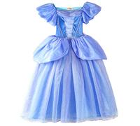 ELSA & ANNA Abito da principessa per bambina - Costume da bambina congelata - Abito da principessa per bambina per feste, compleanni, travestimenti e Halloween - Abito da principessa - Età 7-8