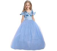 ELSA & ANNA Abito da principessa per bambina - Costume da bambina congelata - Abito da principessa per bambina per feste, compleanni, travestimenti e Halloween - Abito CNDR5