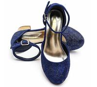 ELSA & ANNA Scarpe da Principessa per Ragazze - Scarpe con Tacco 3cm - Scarpe per Costumi Elsa Glitterate per Feste e Compleanni - Tacchi Alti per Bambini (BLU2101)