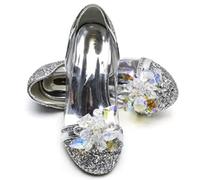 ELSA & ANNA Scarpe da principessa per ragazze - Scarpe con tacco 3cm - Scarpe per costumi Elsa glitterate per feste e compleanni - Tacchi alti per bambini (SIL15)