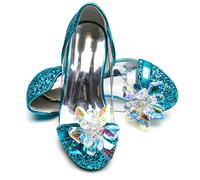 ELSA & ANNA Scarpe da principessa per ragazze - Scarpe con tacco 3cm - Scarpe per costumi Elsa glitterate per feste e compleanni - Tacchi alti per bambini (BLU14)