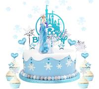 Elsa -Decorazione per torte, Torta Frozen, 26 PCS Decorazione Torta Frozen, Frozen Birthday Cake Topper, con figura El-sa, Frozen Compleanno Decorazioni Torta, per Festa di Compleanno