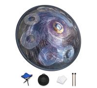 Elsebal Handpan D Minor 10-Note 440Hz Adult Steel Hand Drums(Gold) with Handpan Drum Bag, 2 Test Mallets, Hand Drum Stand,Music Note Stickers,Maintenance Oil and Wiping Cloth (Neutron Star 432hz)