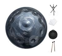 Elsebal Handpan D Minor 10-Note 440Hz Adult Steel Hand Drums(Gold) with Handpan Drum Bag, 2 Test Mallets, Hand Drum Stand,Music Note Stickers,Maintenance Oil and Wiping Cloth (Black Storm 440hz)