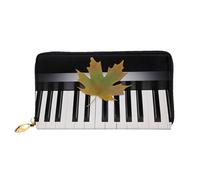 ELSMZXZD Carino portafoglio in pelle con note musicali e pianoforte, con cerniera lunga, porta carte e telefono, per donne e uomini, in pelle PU, portafoglio da donna per tutti i giorni, viaggi