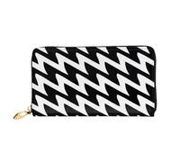 ELSMZXZD Carino portafoglio in pelle nera pied de poule con cerniera lunga, porta carte di credito, pochette per donne e uomini, portafoglio da donna in pelle PU per tutti i giorni, viaggi, lavoro e