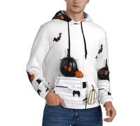 ELSMZXZD Felpe a maniche lunghe da uomo Felpe con cappuccio stampate Felice Halloween Atletico Traspirante Moda Pullover con Tasche, Grafica 3D, M
